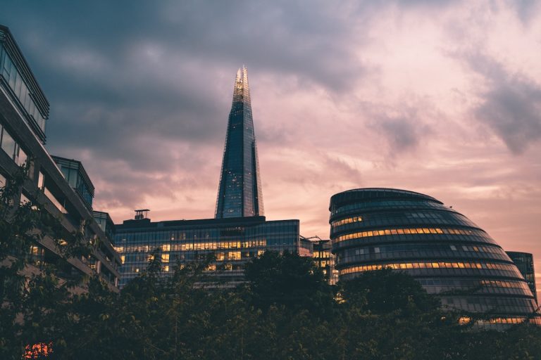 Sunset view of The Shard