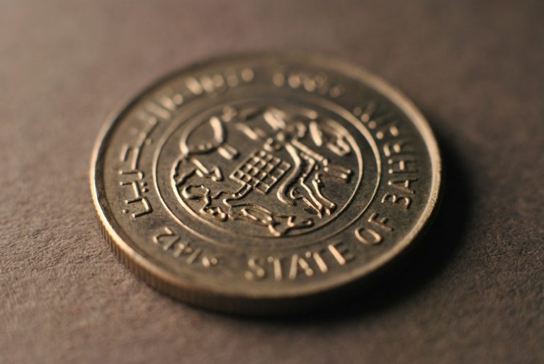 A close up of a coin on a table