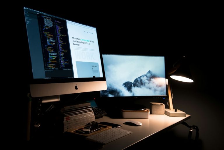 Designer's two-screen setup